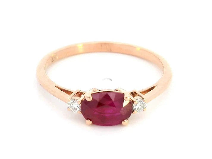 Exquisite 18K Rose Gold Ruby & Diamond Ring (1.06ct Ruby | 0.06ct Diamonds)