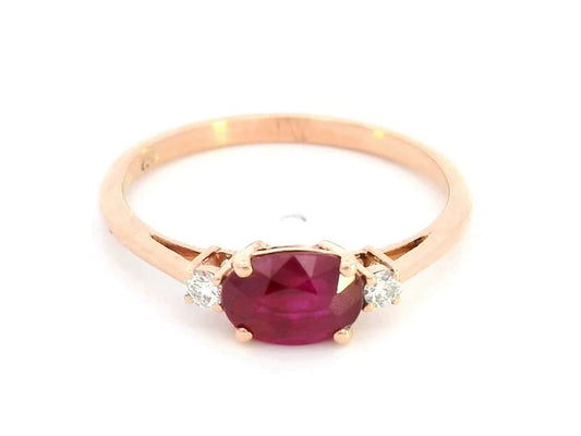 Exquisite 18K Rose Gold Ruby & Diamond Ring (1.06ct Ruby | 0.06ct Diamonds)