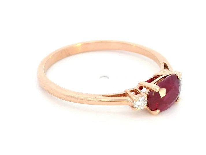 Exquisite 18K Rose Gold Ruby & Diamond Ring (1.06ct Ruby | 0.06ct Diamonds)
