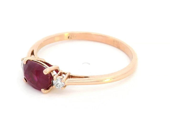 Exquisite 18K Rose Gold Ruby & Diamond Ring (1.06ct Ruby | 0.06ct Diamonds)
