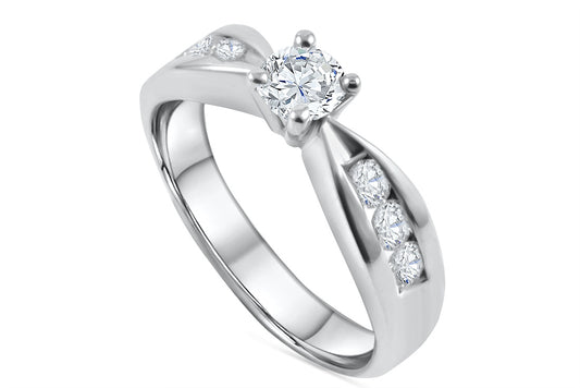 0.86ct Diamond Solitaire Engagement Ring | 18K White Gold