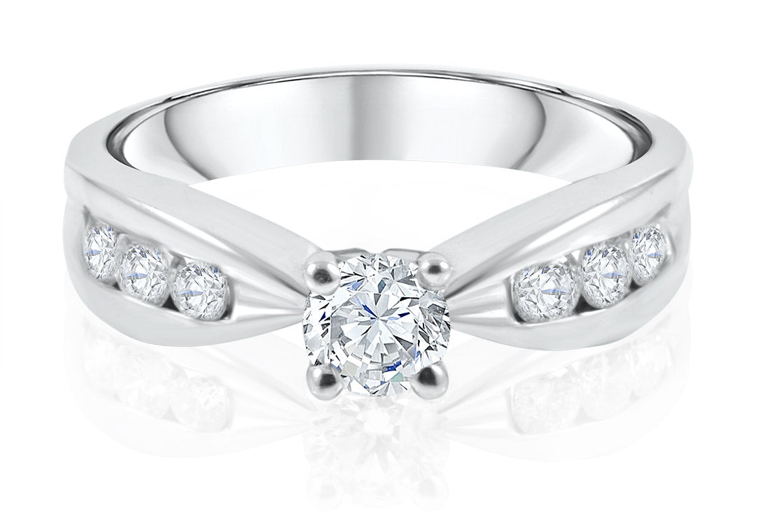 0.86ct Diamond Solitaire Engagement Ring | 18K White Gold