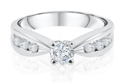 0.86ct Diamond Solitaire Engagement Ring | 18K White Gold