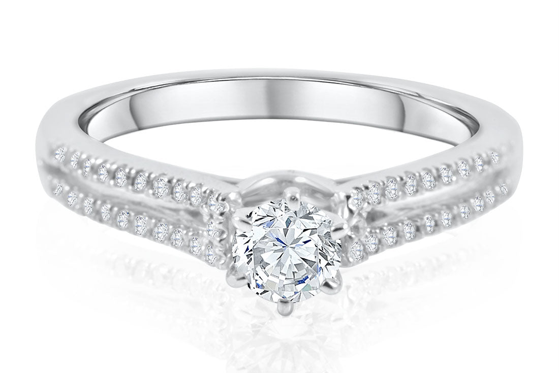 0.54ct Diamond Engagement Ring in 18K White Gold