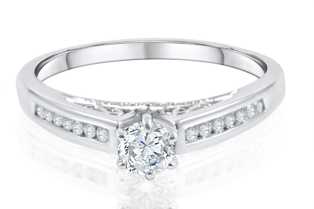 0.47ct Diamond Engagement Ring | 18K White Gold