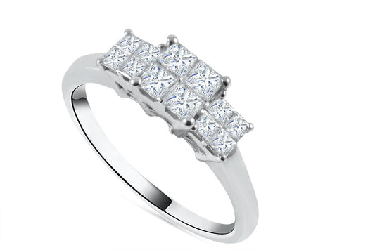 0.70ct Princess Cut Diamond Ring in 18K White Gold